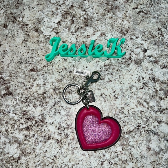 Coach Glitter Pink Heart Key Holder - Picture 1 of 7